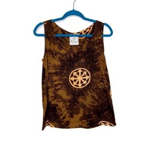 Brown Tie Dye Compass Nautical Theme Tank Top